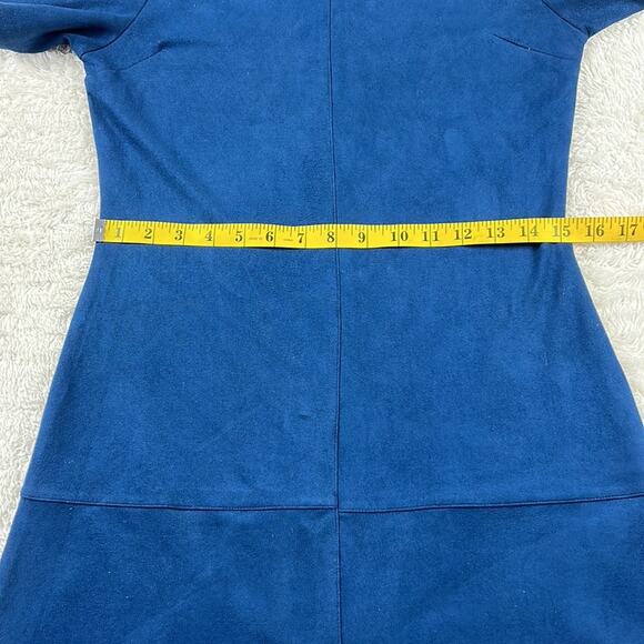 Paper Crane drop waist blue faux suede dress, size small - Picture 6 of 9